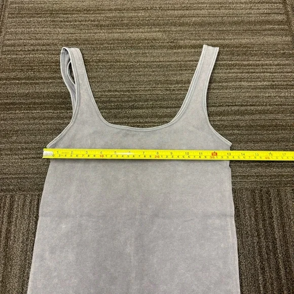 Forever 21 Gray Washed Ribbed Sleeveless Tank Romper Workout One Piece - Picture 3 of 7